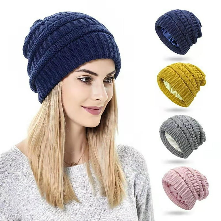 Knitted Hat Super Soft Wear Resistant Woolen Yarn Fadeless Hat Head Warmer Cap for Women