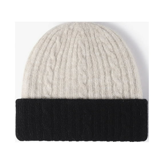 Knitted Hat Women's Winter Outdoor Double Warm Thickened Ear Protection Cold Hat Fashion Jacquard Colorblock Joker Wool Hat