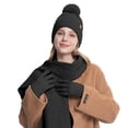 thumbnail image 1 of Knitted Hats Scarves And Gloves Set Of Three Women's Outdoor Warm Double Wool In Autumn And Winter., 1 of 4