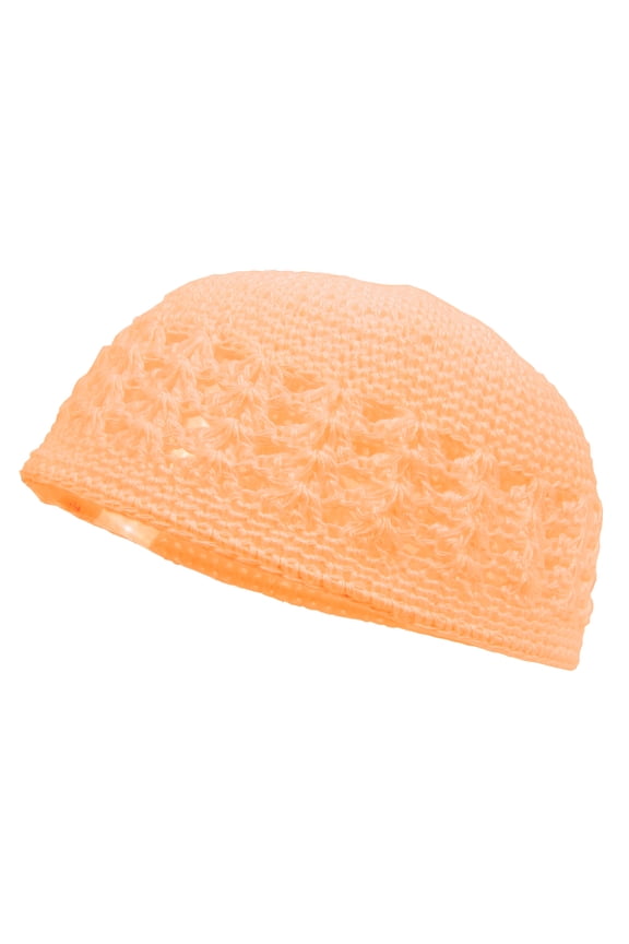 Knitted Head Beanie Hand Crocheted, Peach