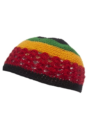 Knitted Head Beanie Hand Crocheted, Rasta