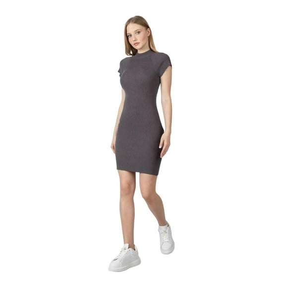 Knitted High Neck Midi Casual Dress