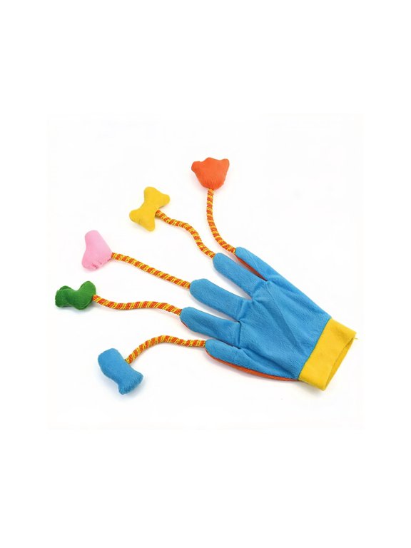 Knitted Interactive Cat Play Gloves with Bell Toy for Indoor Outdoor Play Durable Comfortable Promotes Bonding Exercise & Mental Stimulation