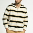 thumbnail image 1 of Knitted Jackets for Men Striped White Zip Up Hoodies Warm Lightweight Pocket Mens Winter Clothes, 1 of 4