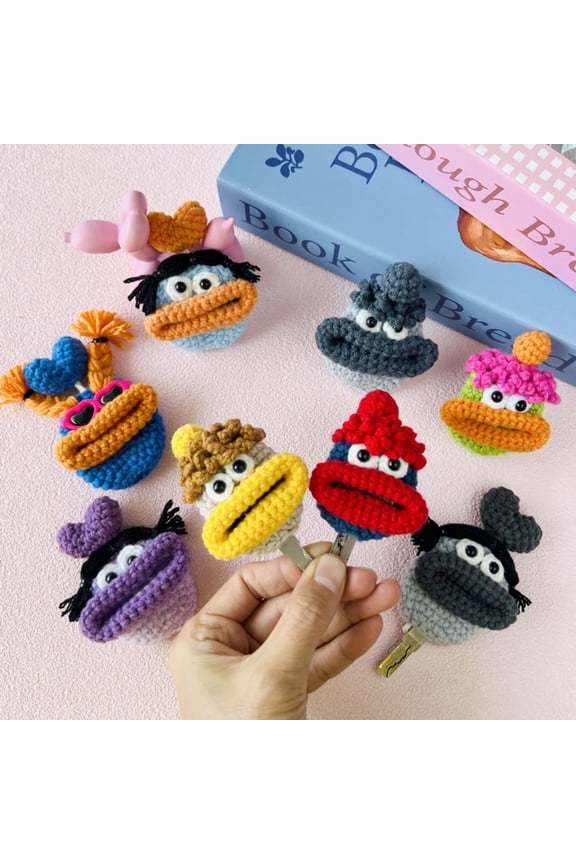 Knitted Keychain Ugly Cute Sausage Lips Pendant, Funny Novelty Gift for Purse Backpack, Quirky Handmade Accessory with Key Ring