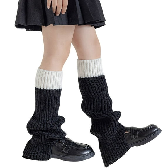 Knitted Knee-High Leg Warmers for Women, Cozy Winter Socks with Ribbed Design, Brown and Beige Color Options