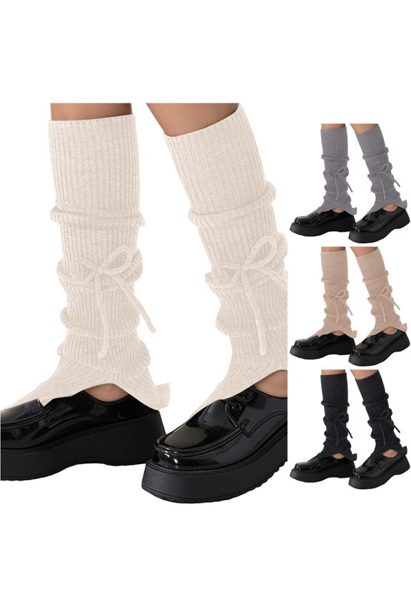 Knitted Over The Knee Socks Fall Winter Leg Warmers with Bow Detail Soft Stretchy Thigh High Stockings for Daily Comfort And Warmth Silk Belts for Women