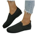 thumbnail image 1 of Knitted Loafers for Women Wide Width Round Toe Breathable Slip on Flat Shoes Comfy Soft Sole Nonslip Walking Shoes Black Size 6.5, 1 of 5