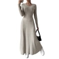 thumbnail image 1 of Knitted Maxi Dress Women Elegant Party Autumn Winter O Neck Long Sleeves Sexy Slim Long Dresses Casual Holiday Street Dress Elegant Party Dresses 2025 Khaki XL, 1 of 5