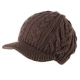 thumbnail image 1 of Knitted Newsboy Hats Brim Beanies with Bill For Women Merino Wool Cold Weather Visor Caps Ladies Coffee, 1 of 4