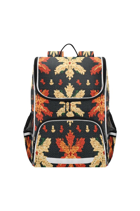 Knitted Pattern Maple Leaves Backpack Purse Daypack Book Bag Fashion Accessories Unisex 15L for Commute Travel School