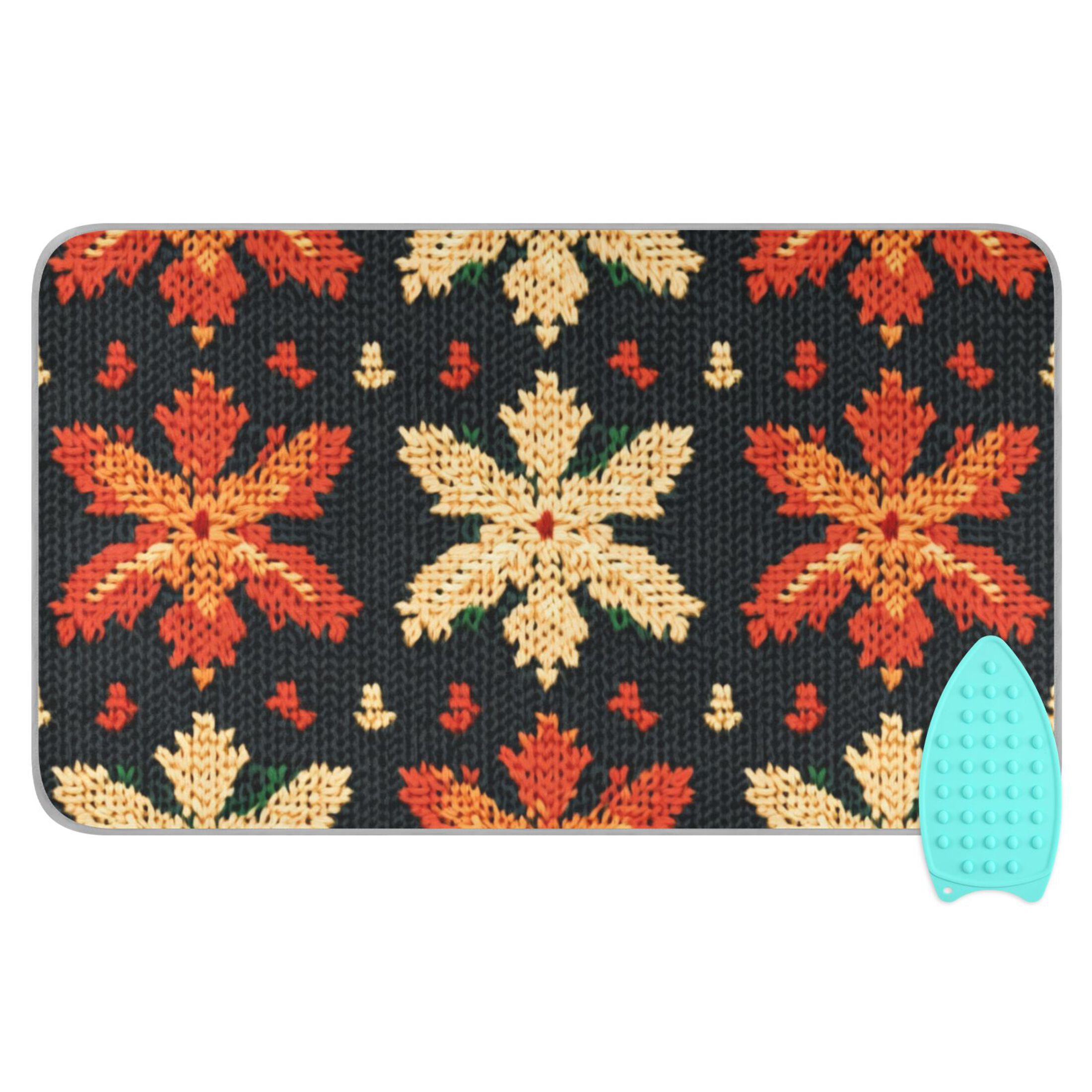 Knitted Pattern Maple Leaves Ironing Mat Blanket Portable Travel Ironing Pad Heat Resistant Pad 47.2" x 27.6”