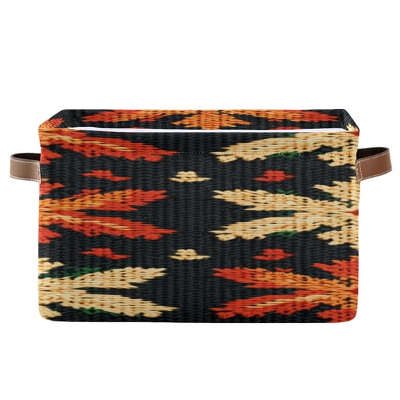 Knitted Pattern Maple Leaves Square Storage Bins with Handles Collapsible Containing Box 1 Pack