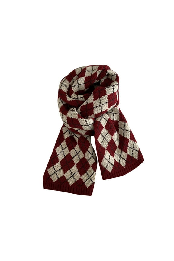 Knitted Plaid Winter Scarf Soft Breathable Fall and Winter Christmas Checkered Scarf for Women's Warmth Unisex Classic Elegant Casual Winter Accessories Scarves for Women Lightweight