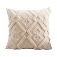 thumbnail image 1 of Knitted Plush Pillowcase Chunky Knit Throw Cover 20x20 Inch for Sofa Bedroom Soft Textured Cushion Case Home Decor(Beige), 1 of 8