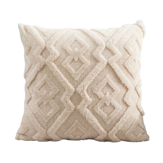Knitted Plush Pillowcase Chunky Knit Throw Cover 20x20 Inch for Sofa Bedroom Soft Textured Cushion Case Home Decor(Beige)