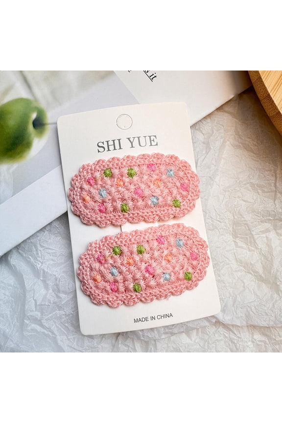 Knitted Polka Dot BB Hair Clips for Women, Sweet Cute Fabric Hair Barrettes for Bangs and Flyaways, Fresh Autumn Daily Hair Accessories