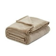 thumbnail image 1 of Knitted Polyester Solid Color Plush Throw Blanket, Taupe, 1 of 1