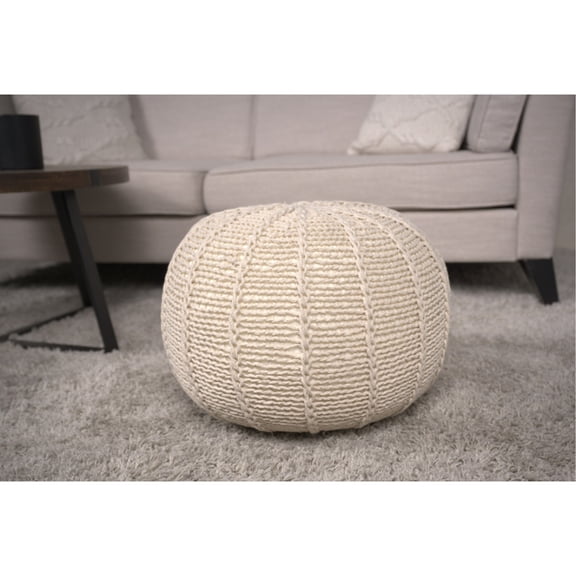 Knitted Pouf, Spot Clean Only | Can Be Used as Ottoman, Enhance Home Look