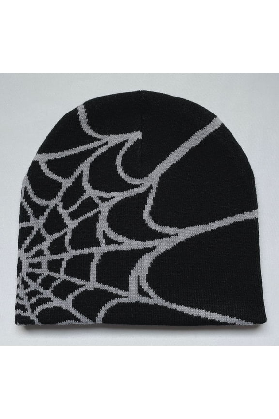 Knitted Pullover Hat Spider Web Jacquard Knit Hat Unisex Warm Hat Cartoon Beanie Winter