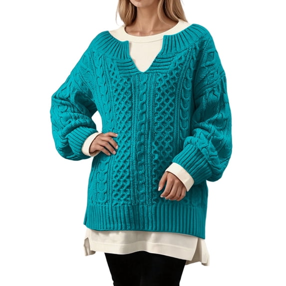 Knitted Pullover Sweater Soft Casual Winter Warm Turtleneck Long Sleeve Crewneck