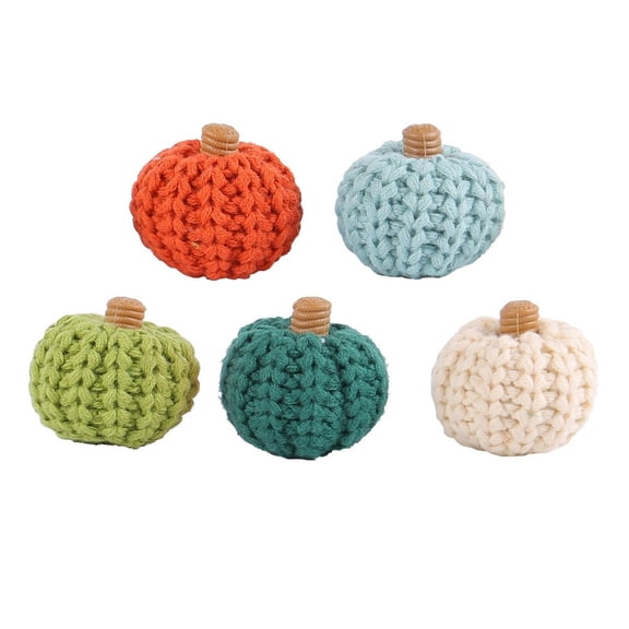 Knitted Pumpkin Decor DIY Handmade Crochet Colorful Pumpkins Party Decoration