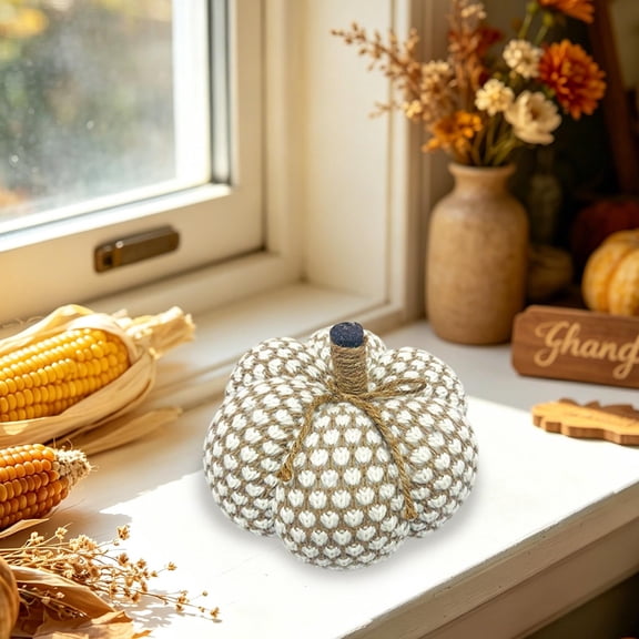 Knitted Pumpkin Decor, Fall Thanksgiving Ornament, Handmade Style for Party Home Display, Soft Yarn Pumpkins, Rustic Harvest Centerpiece, Fall Mantel Decor​, Yellow