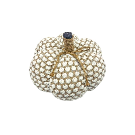 Knitted Pumpkin Decoration for Halloween Thanksgiving Fall Home Decor Stuffed Yarn Pumpkin Yellow 1 Pack
