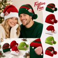thumbnail image 1 of Knitted Santa Hat Christmas Elf Hats for Adults Women Men, Soft Xmas Knit Beanie with Comfortable Fit and Stretch, Festive Holiday Xmas Party Headwear, 1 of 6