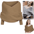 thumbnail image 1 of Knitted Scarf with Sleeves for Women,2026 New Knit Wrap Sweater Shawl Crochet Tops Cape Blanket for Autumn Winter , Multifunctional Knitted Sweater Scarf, 1 of 7
