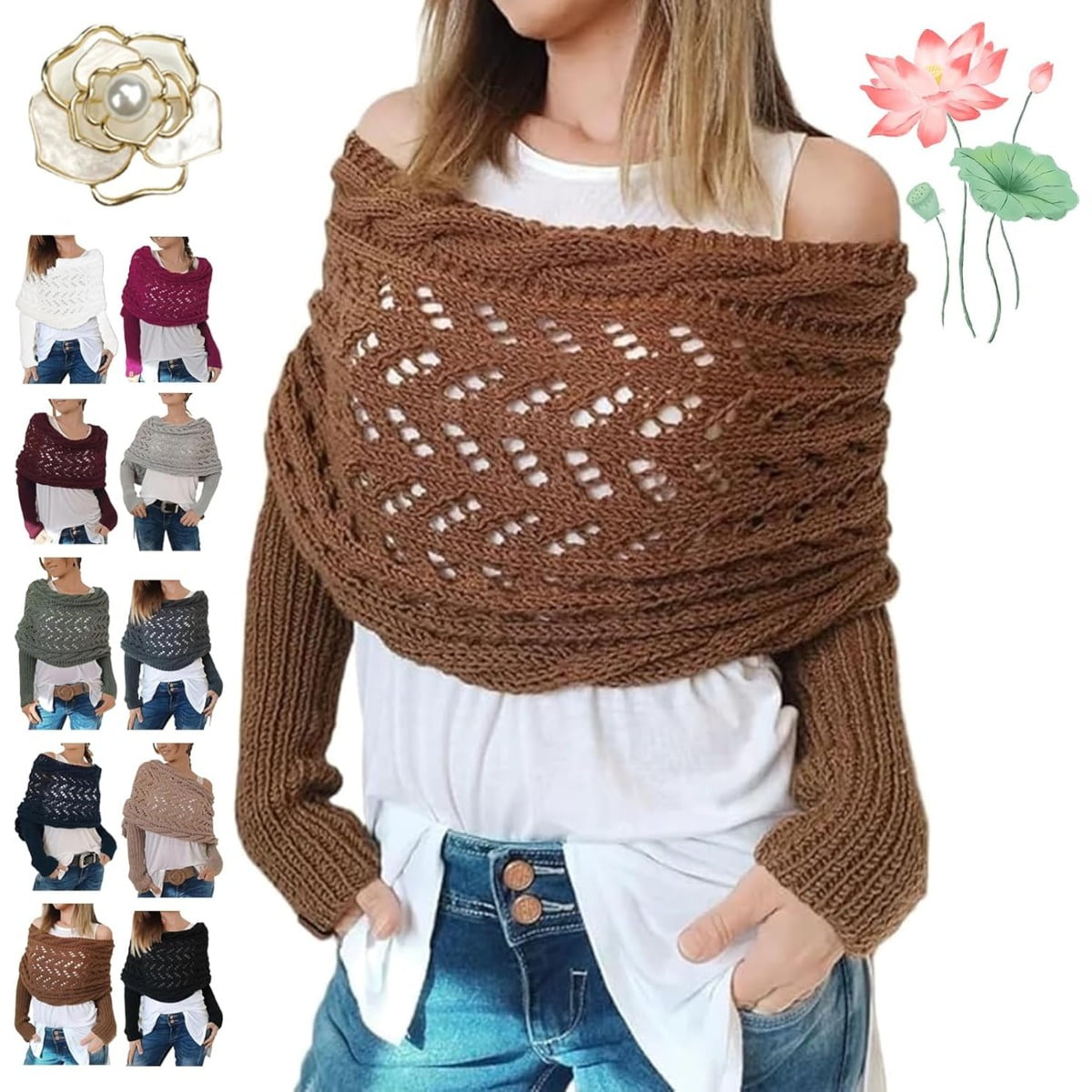 Kapley Women's Black Solid Long Length Boho Knitted Cable
