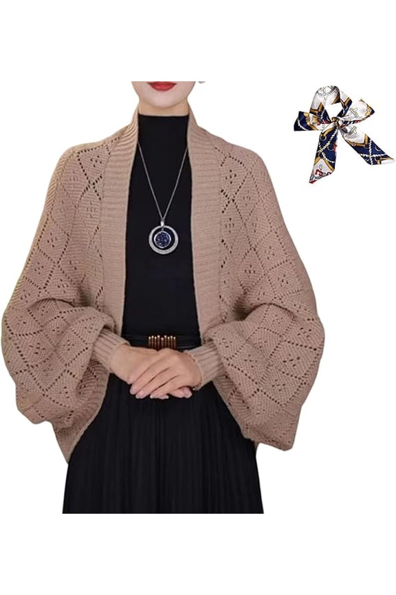 Knitted Shawl Coat, Fashion Hollow Out Women's Knitted Slouchy Wrap Cardigan Shawl Coat, Lightweight Slouchy Knit Cover-Up