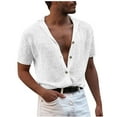 thumbnail image 1 of Knitted Shirts for Men Fashion Button Down V Neck Summer Short Sleeve Business Casual Beach Vacation Shirts, 1 of 5