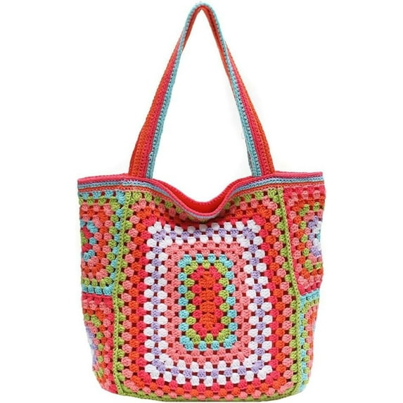 Knitted Shouder Bags for Women Crochet Handbag Colorful Summer Totes Oversized Hobo Bag Woven Top Handle Purse