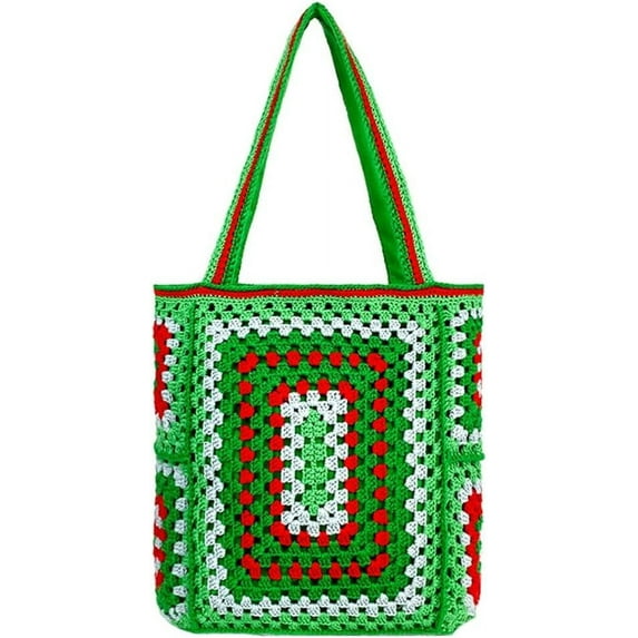 Knitted Shouder Bags for Women Crochet Handbag Colorful Summer Totes Oversized Hobo Bag Woven Top Handle Purse
