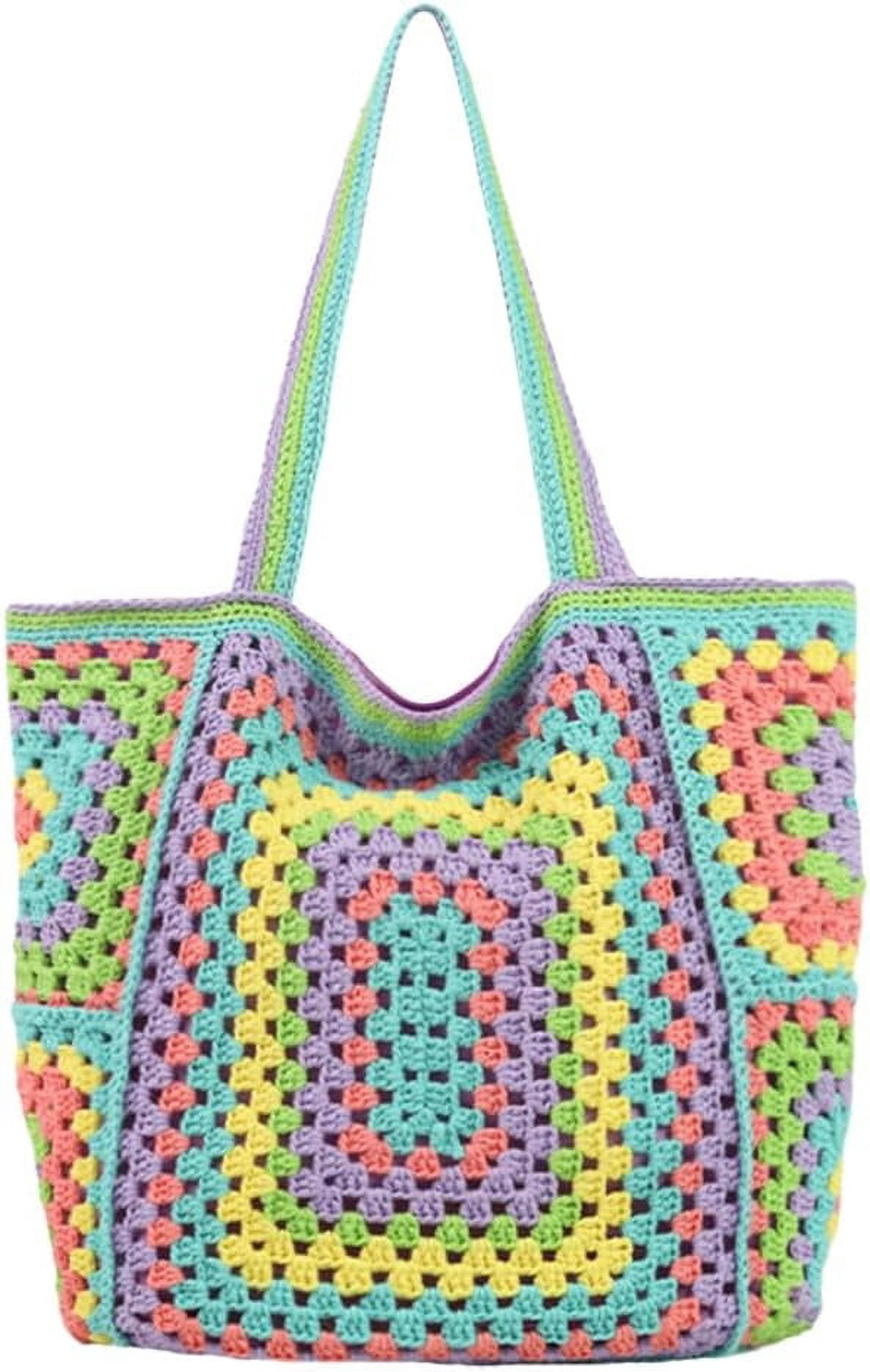 Knitted Shouder Bags for Women Crochet Handbag Colorful Summer Totes Oversized Hobo Bag Woven Top Handle Purse