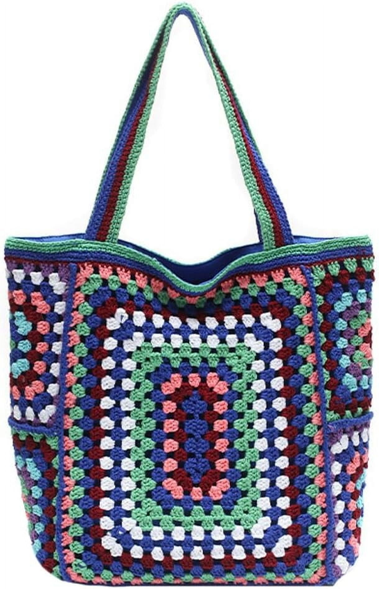 Knitted Shouder Bags for Women Crochet Handbag Colorful Summer Totes Oversized Hobo Bag Woven Top Handle Purse