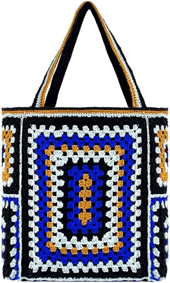 Knitted Shouder Bags for Women Crochet Handbag Colorful Summer Totes Oversized Hobo Bag Woven Top Handle Purse
