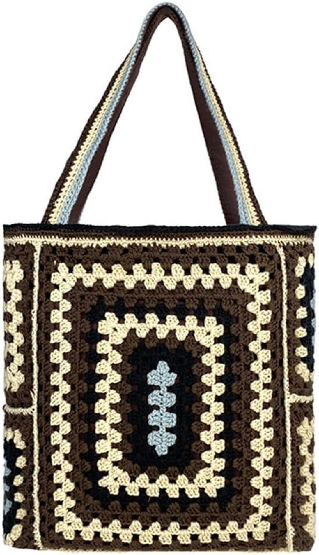 Knitted Shouder Bags for Women Crochet Handbag Colorful Summer Totes Oversized Hobo Bag Woven Top Handle Purse