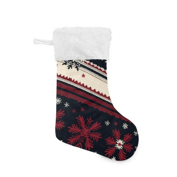 Knitted Snowflakes Ugly Sweater Pattern Christmas Stocking Large Capacity 18 inch Gift Bag Holiday Decor for Bedside Stairs Fireplace 2 Pack