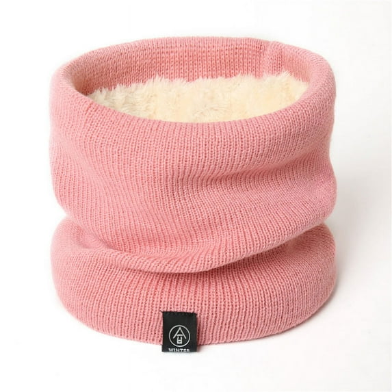 Knitted Solid Color Scarves Warm Thickened Neck Scarfs Ski Face Mask Tube Circle Scarf for Skiing Hiking Cycling (Pink)