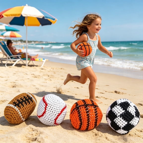 Knitted Sport Ball Kick Balls - Sport Party favors - 4 Pcs
