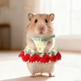 thumbnail image 1 of Knitted Sweater Dress for Small Pets, Warm Winter Clothes for Hamster & Guinea Pig, Cute Handmade-Style CLothes for Photos, Holiday Pet Apparel for Thanksgiving Red, 1 of 5