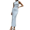 thumbnail image 1 of Knitted Sweater Dress for Women High Neck Sleeveless Tight Midi Skirt Elegant French European Style Spring Summer 2024 Fashion Trendy Casual Outfit, 1 of 1
