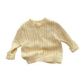 thumbnail image 1 of Knitted Sweater Long Sleeve Button Up Yellow Cardigan Sweater Warm Baby Girl Fall Outfits Toddler Boy Sweater 3-4 Years, 1 of 3