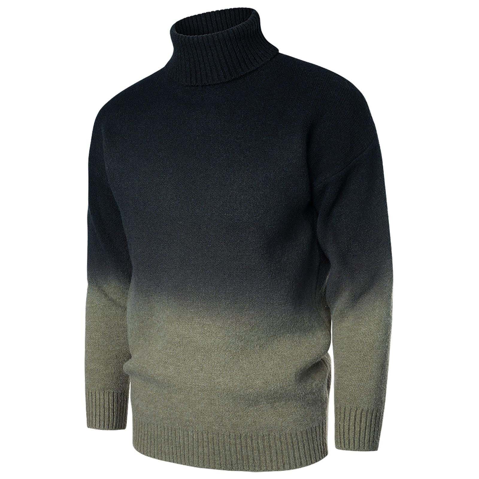 Wotryit Knitted Sweater Mens Knitted Wool Turtleneck Gradient Sweater Jacket Top Color Army Green Size M Men s Size Medium Beige