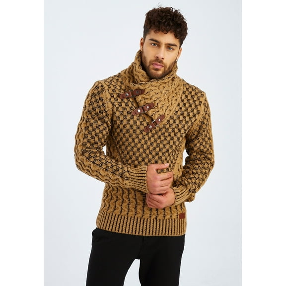 Knit Sweater with Textured Pattern and Buckle Details – Bordeaux
