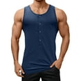 thumbnail image 1 of Knitted Tank Tops for Men Button Down Deep V Neck Casual Workout Gym Shirt Bodybuilding Tee Casual Summer Beach Shirts Navy, Size M, 1 of 6