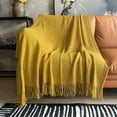thumbnail image 1 of Knitted Throw Blanket with Tassels Bubble Textured Lightweight Throws for Couch Cover Home Decor (Caramel, 50x60), 1 of 5