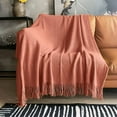 thumbnail image 1 of Knitted Throw Blanket with Tassels Bubble Textured Lightweight Throws for Couch Cover Home Decor (Caramel, 50x60), 1 of 5